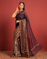 Organza Stripes Handembroidary Saree